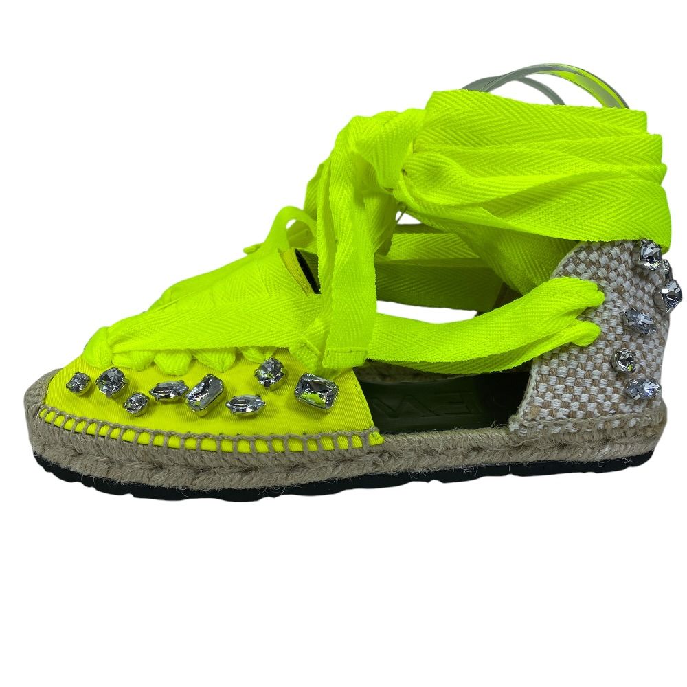 Loewe Paula S Ibiza Ribbon Espadrilles Sandals Bijou Neon Yellow Gorgeous Resort — view 3
