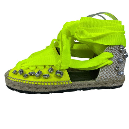Loewe Paula S Ibiza Ribbon Espadrilles Sandals Bijou Neon Yellow Gorgeous Resort — view 3