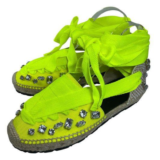 Loewe Paula S Ibiza Ribbon Espadrilles Sandals Bijou Neon Yellow Gorgeous Resort
