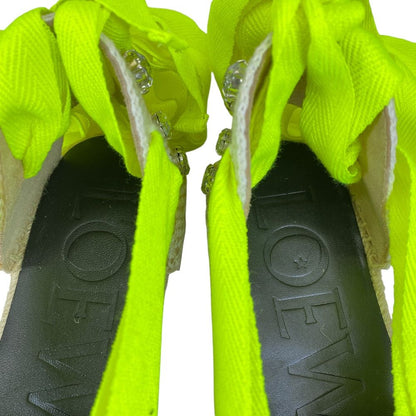 Loewe Paula S Ibiza Ribbon Espadrilles Sandals Bijou Neon Yellow Gorgeous Resort — view 7