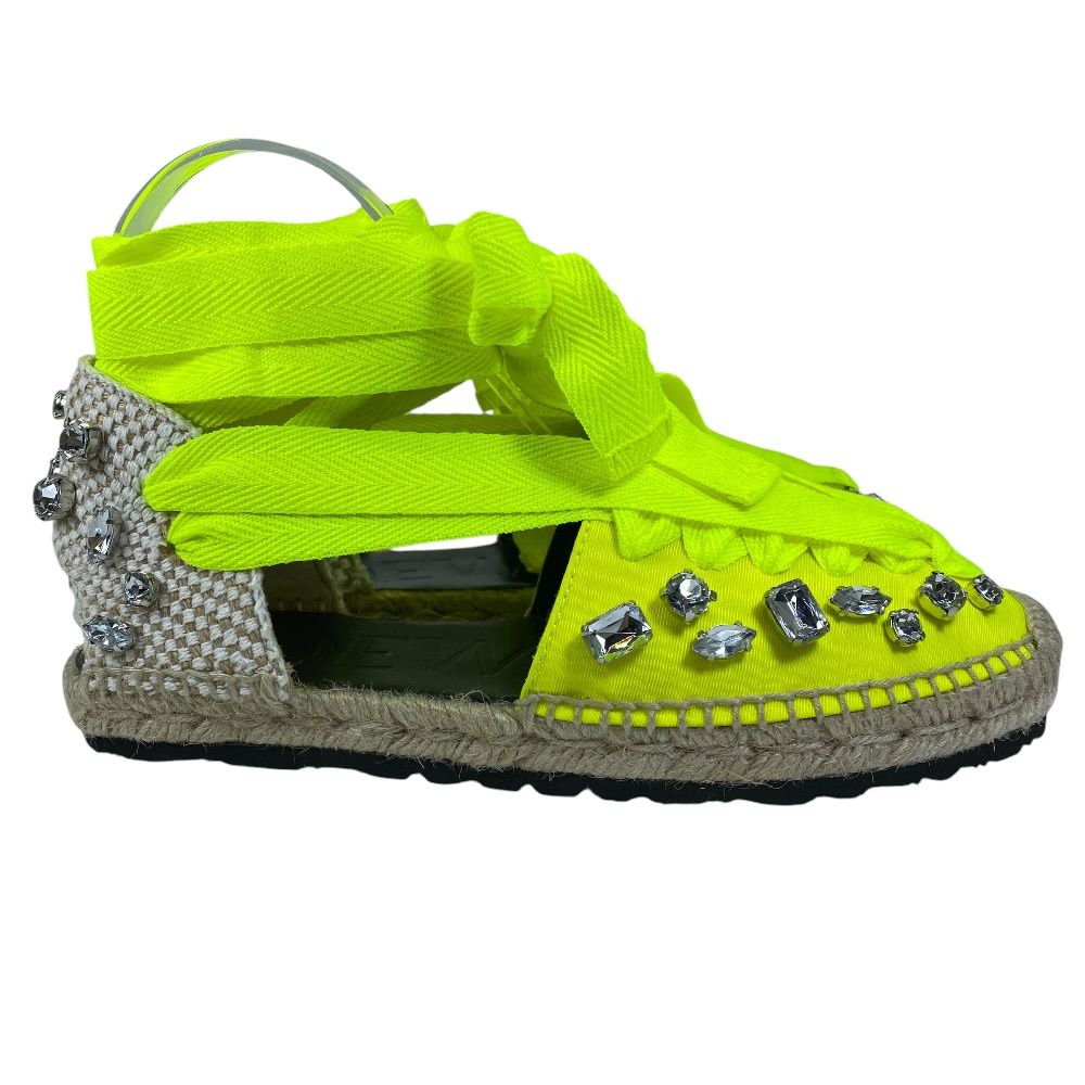 Loewe Paula S Ibiza Ribbon Espadrilles Sandals Bijou Neon Yellow Gorgeous Resort — view 5