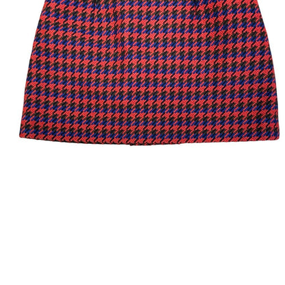 Gucci Houndstooth Mini Skirt Double Logo Button Wool Red Feminine Classic — view 7