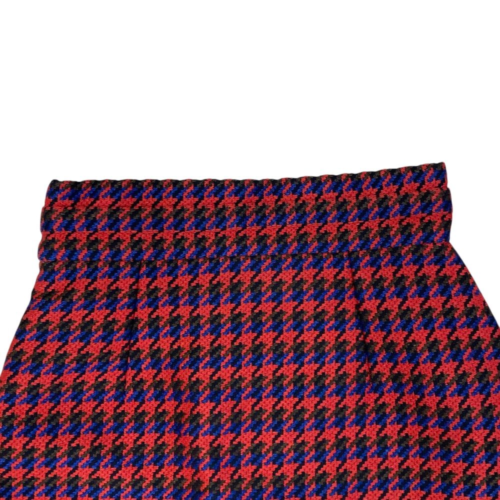 Gucci Houndstooth Mini Skirt Double Logo Button Wool Red Feminine Classic — view 6