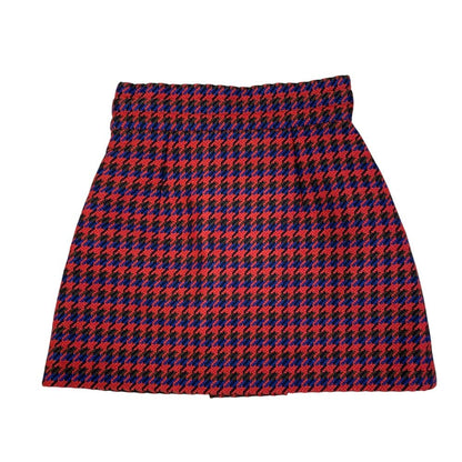 Gucci Houndstooth Mini Skirt Double Logo Button Wool Red Feminine Classic — view 5