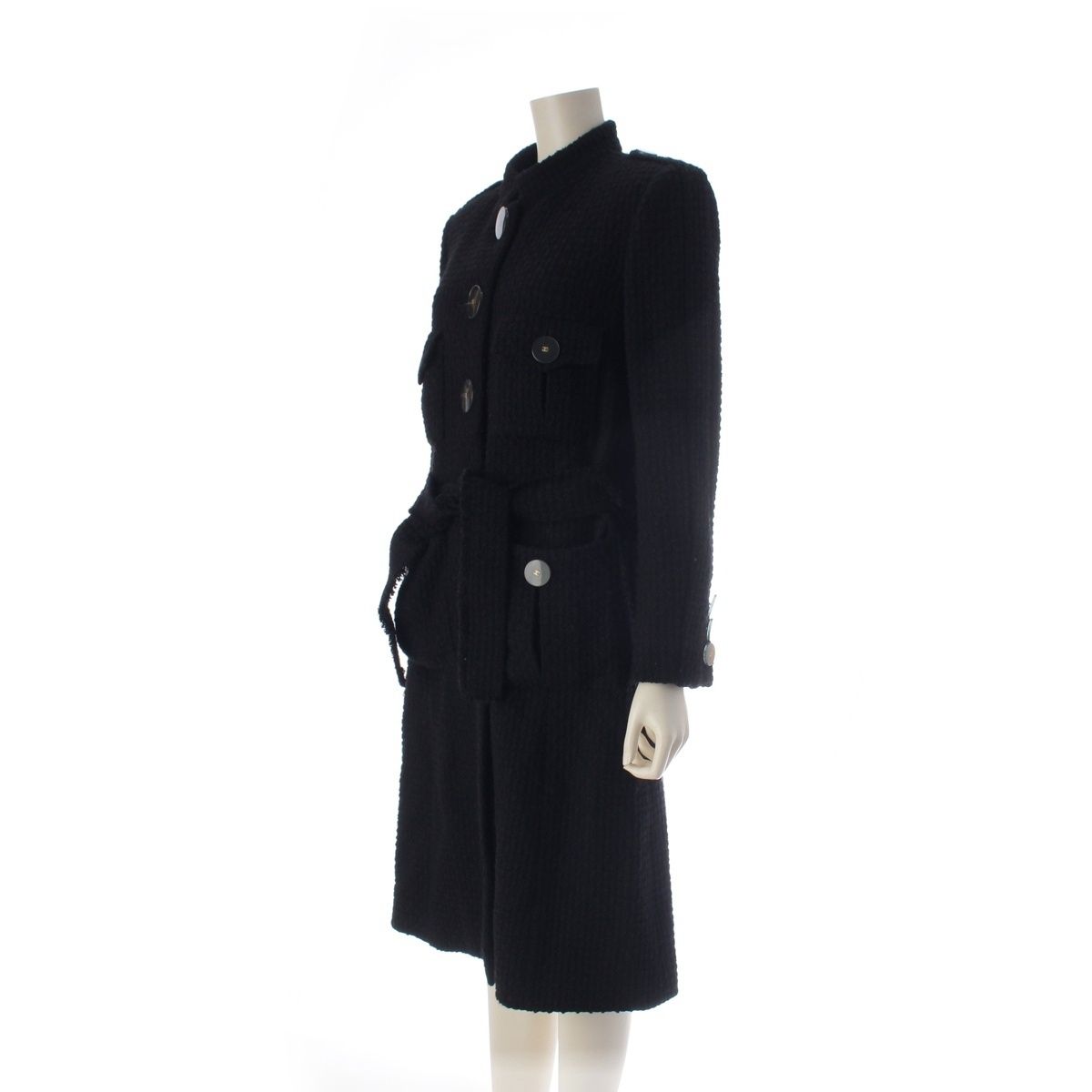Chanel Wool Coco Button Coat Black 36 — view 2