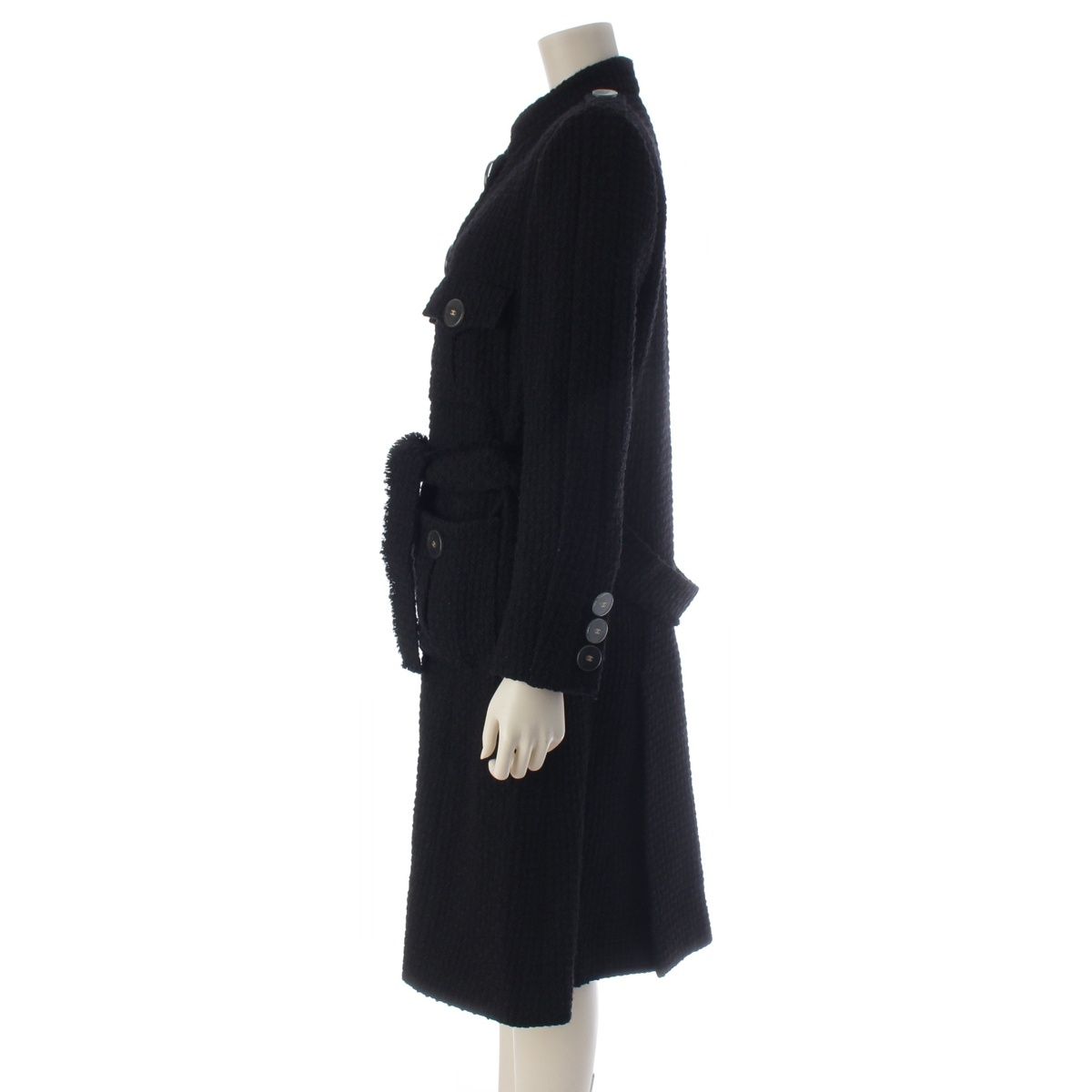 Chanel Wool Coco Button Coat Black 36 — view 3