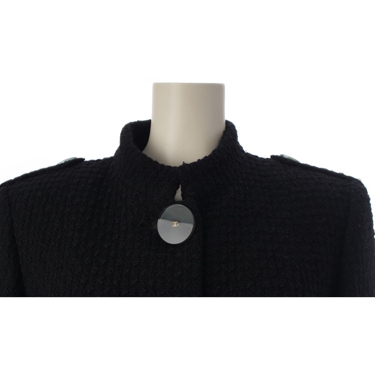 Chanel Wool Coco Button Coat Black 36 — view 5