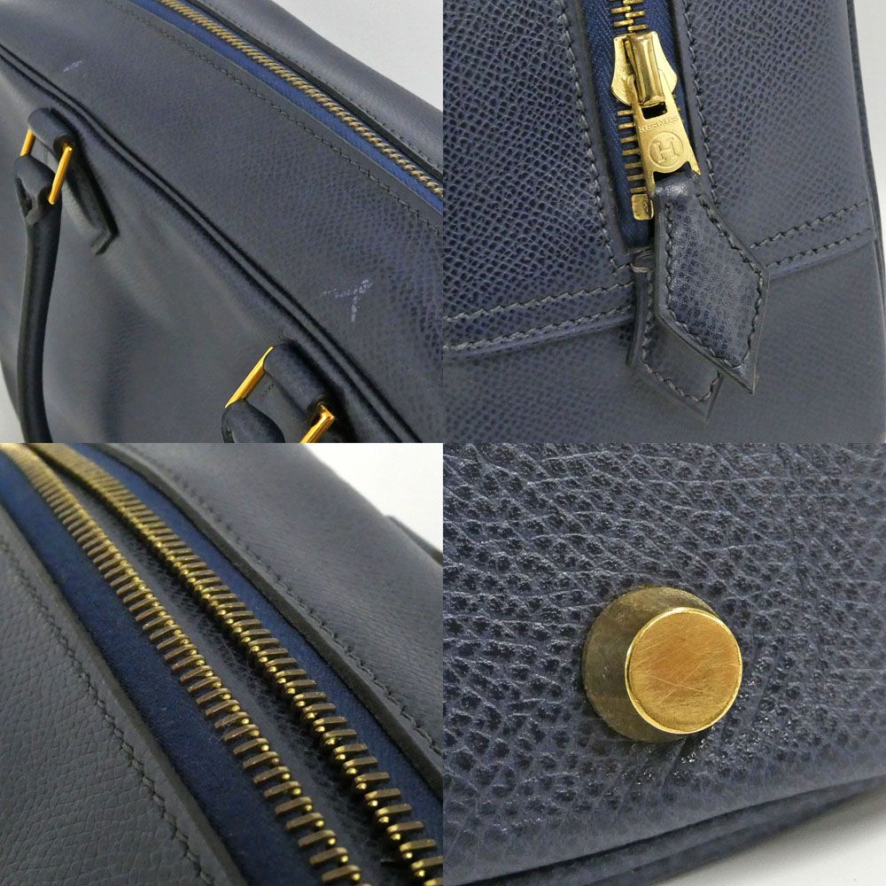 Hermes Plume 28 Navy Gold Courchevel Handbag — view 7