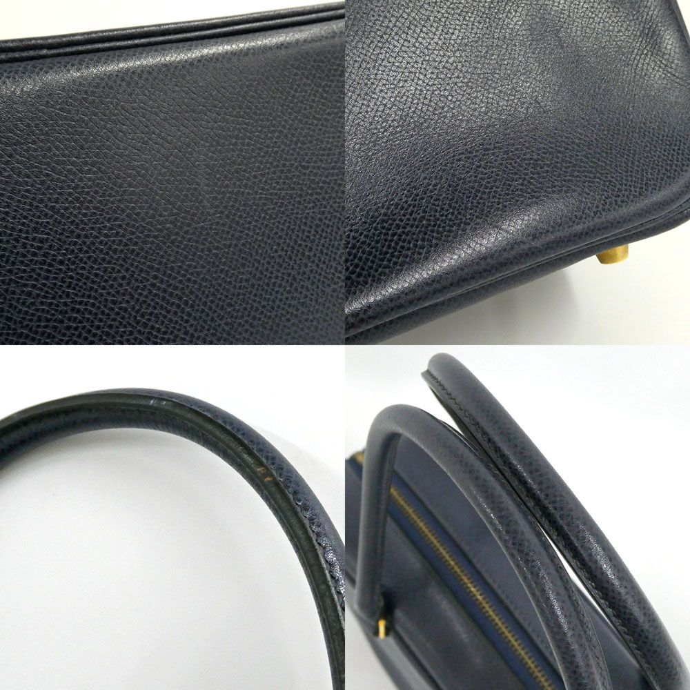 Hermes Plume 28 Navy Gold Courchevel Handbag — view 8