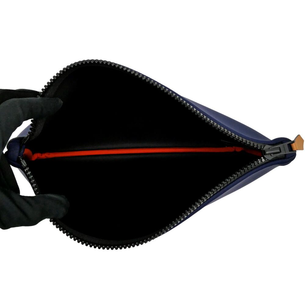 Hermes Neobain Navy Blue Marine Flat Pouch Nylon Polyurethane Clutch — view 7