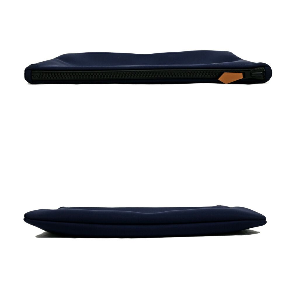Hermes Neobain Navy Blue Marine Flat Pouch Nylon Polyurethane Clutch — view 4