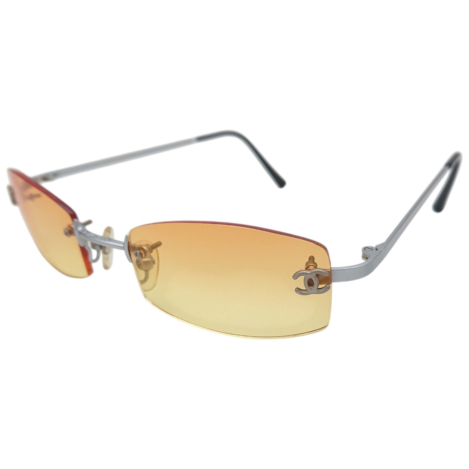 Chanel CC Logo Rimless Sunglasses Y2k Vintage Eyewear