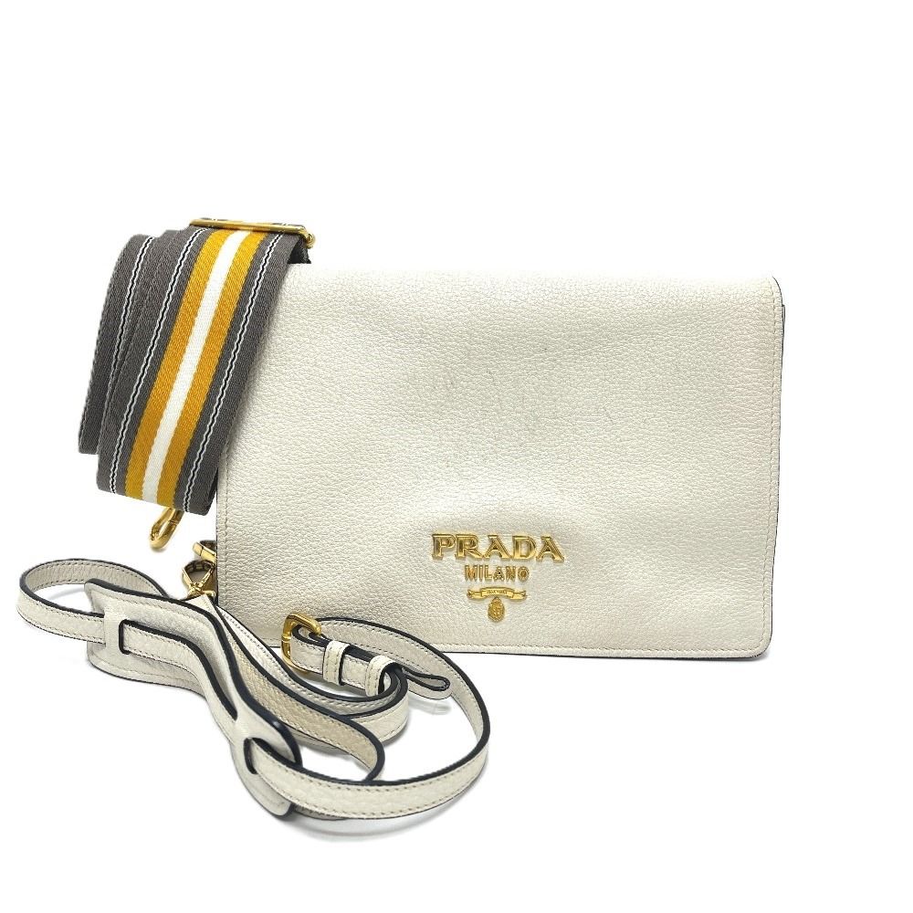 Prada Shoulder Bag Vitello Daino Leather White