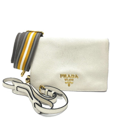 Prada Shoulder Bag Vitello Daino Leather White