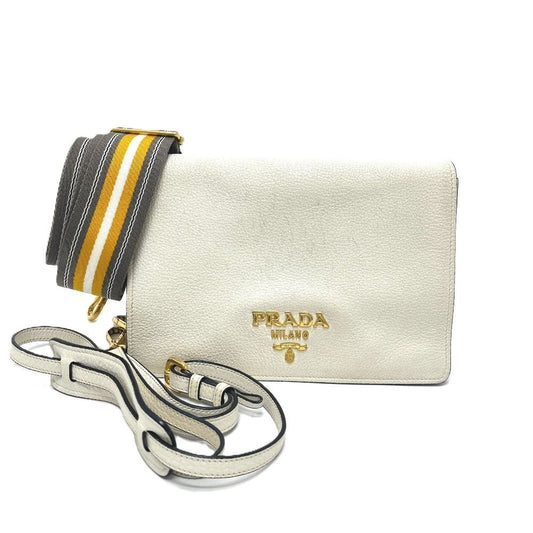 Prada Shoulder Bag Vitello Daino Leather White