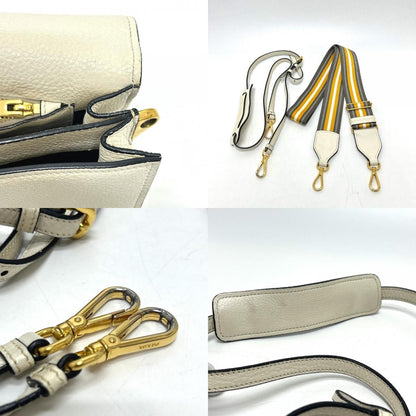 Prada Shoulder Bag Vitello Daino Leather White — view 8