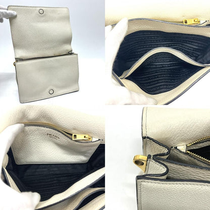 Prada Shoulder Bag Vitello Daino Leather White — view 7