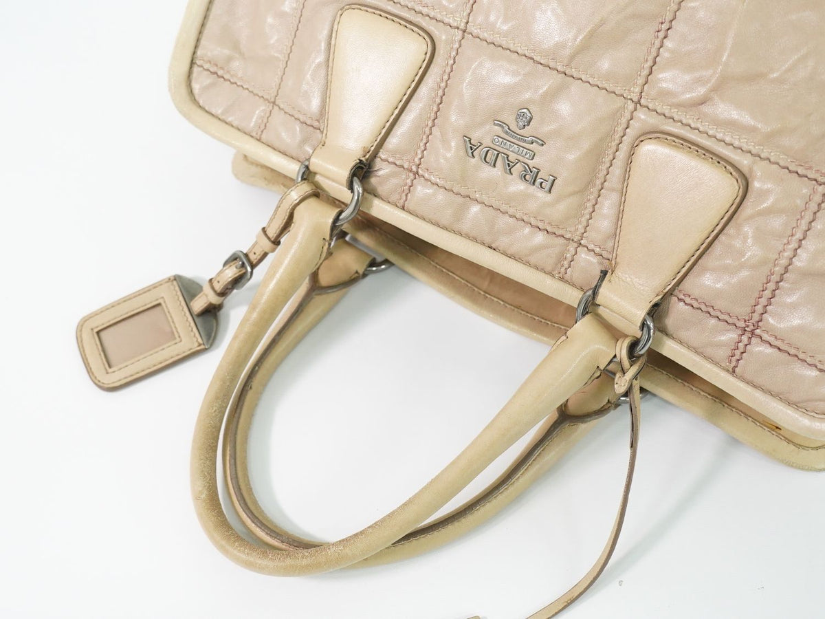 Prada Leather Tote Bag Pink Beige — view 4