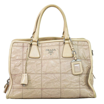 Prada Leather Tote Bag Pink Beige