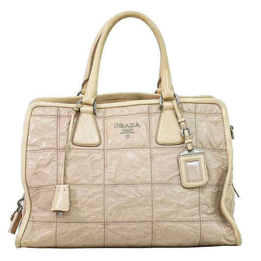 Prada Leather Tote Bag Pink Beige