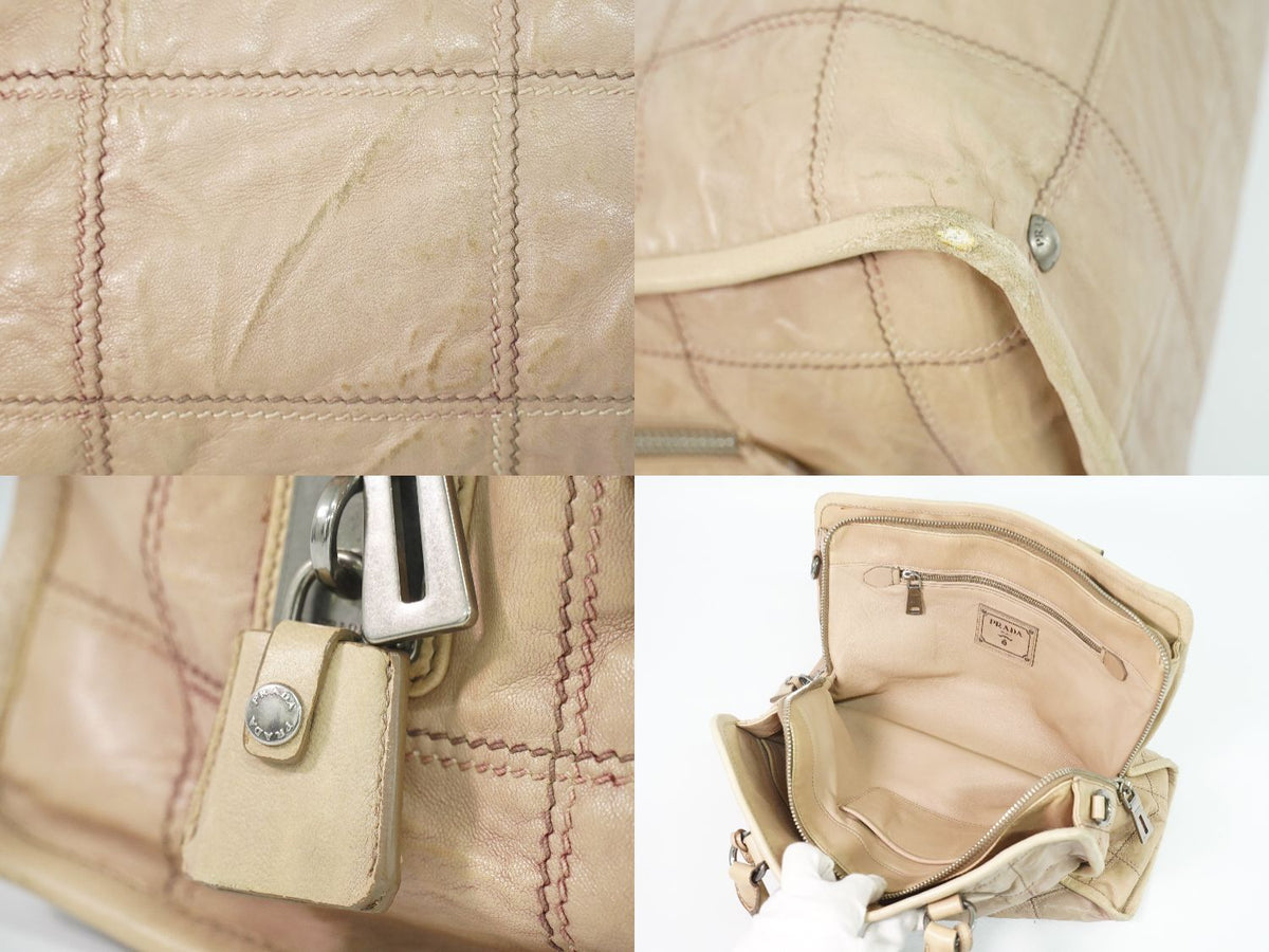 Prada Leather Tote Bag Pink Beige — view 8