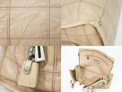 Prada Leather Tote Bag Pink Beige — view 8