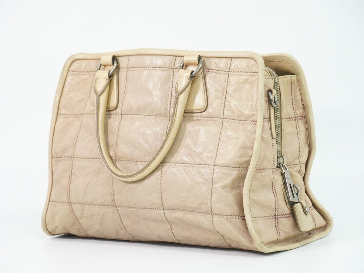 Prada Leather Tote Bag Pink Beige — view 2