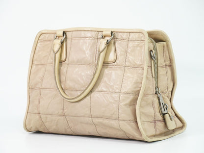 Prada Leather Tote Bag Pink Beige — view 2