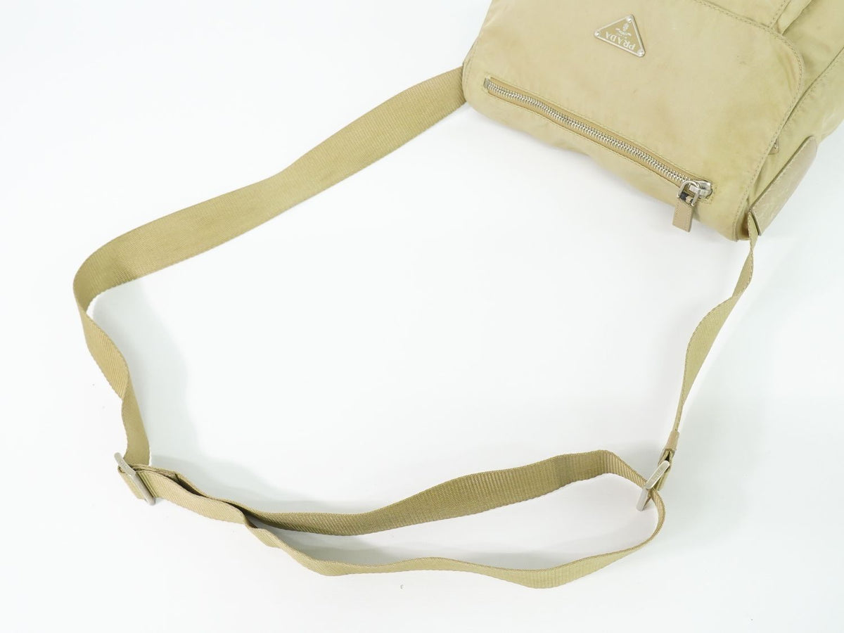 Prada Nylon Shoulder Bag Pochette Beige — view 4