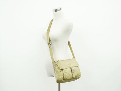 Prada Nylon Shoulder Bag Pochette Beige — view 6