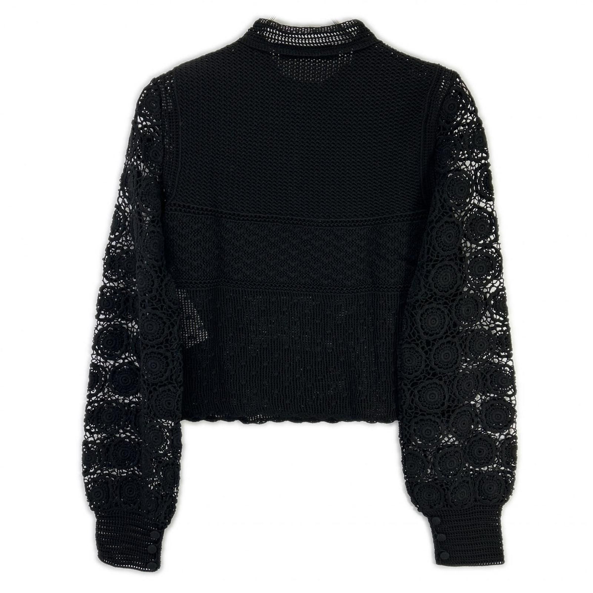 Dior Black Knit Lace Embroidery Top Sweater — view 3