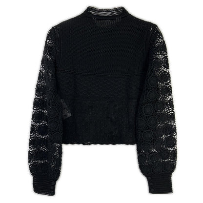 Dior Black Knit Lace Embroidery Top Sweater — view 3