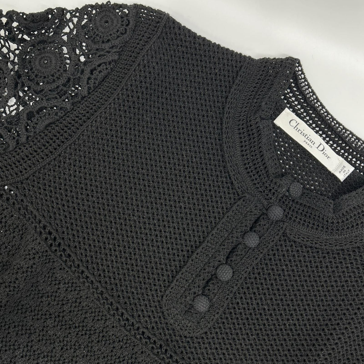 Dior Black Knit Lace Embroidery Top Sweater — view 8