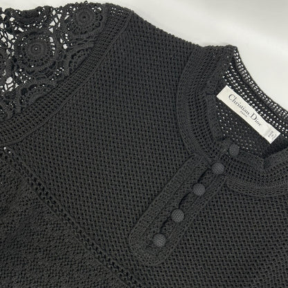 Dior Black Knit Lace Embroidery Top Sweater — view 8