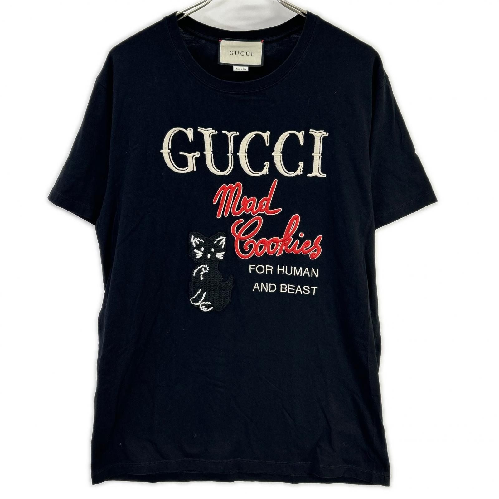 Gucci Black Mad Cookies Cat Embroidery T-Shirt