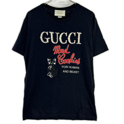 Gucci Black Mad Cookies Cat Embroidery T-Shirt