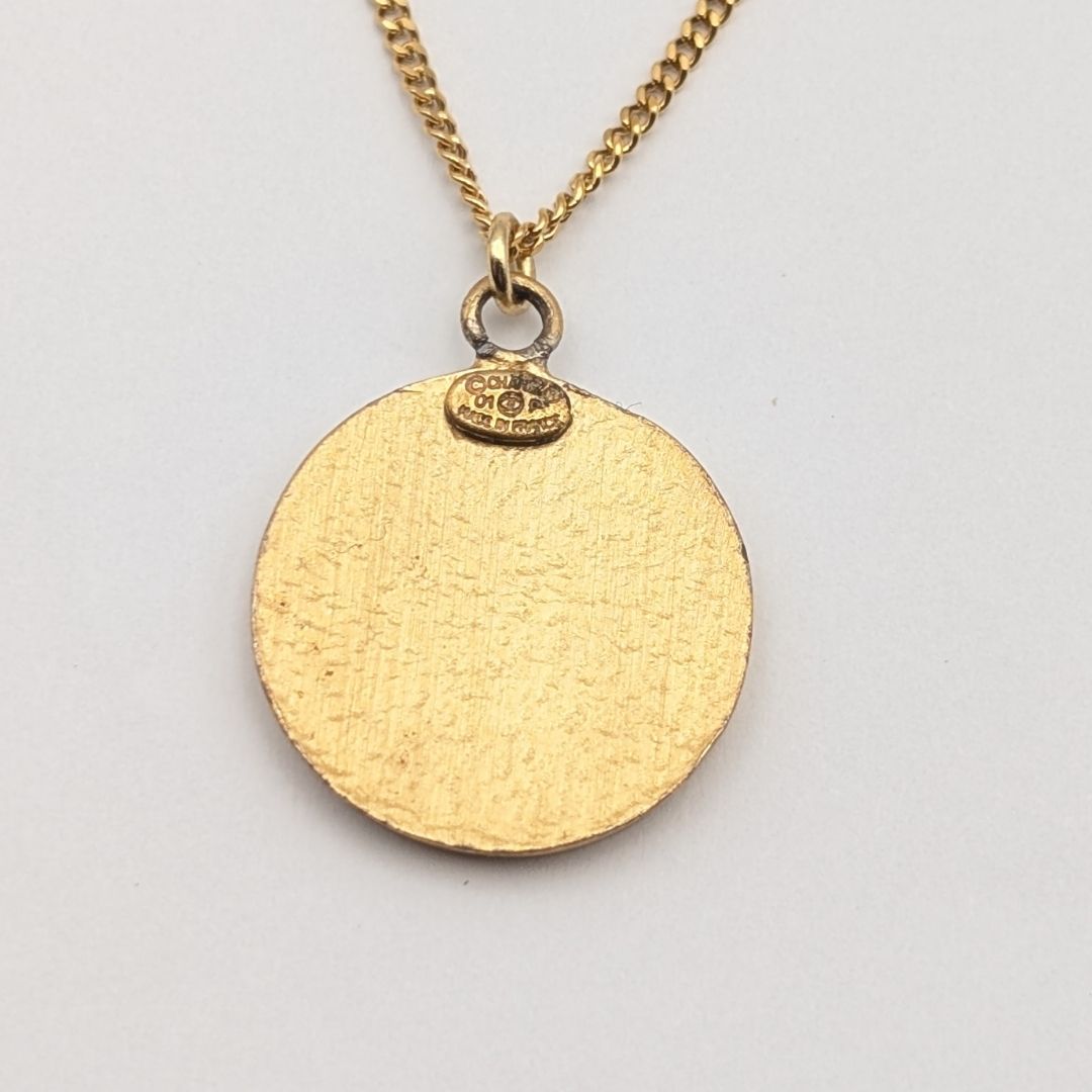 Chanel CC Logo Gold Black Pendant Round Coin Vintage — view 3