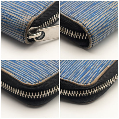 Louis Vuitton Zippy Wallet Epi Denim Zip Around Blue Leather — view 4