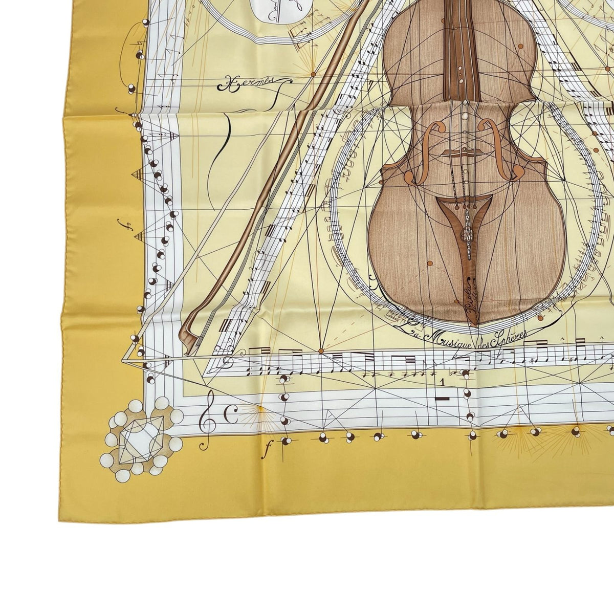 Hermes Scarf Silk Carre 90 Music Played By Spheres la Musique Des Yellow — view 4