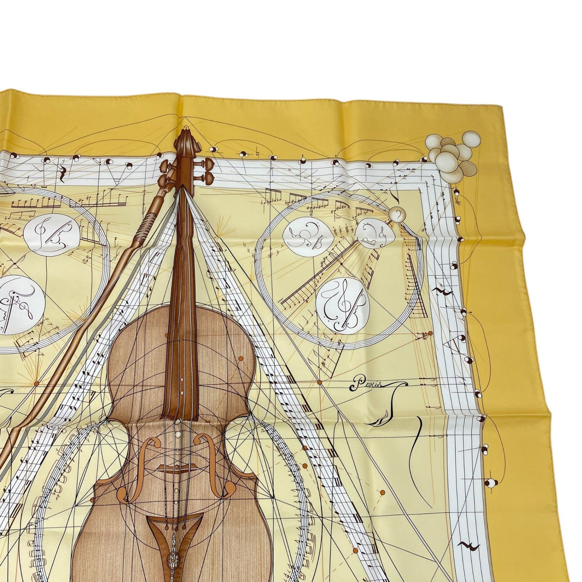Hermes Scarf Silk Carre 90 Music Played By Spheres la Musique Des Yellow — view 3