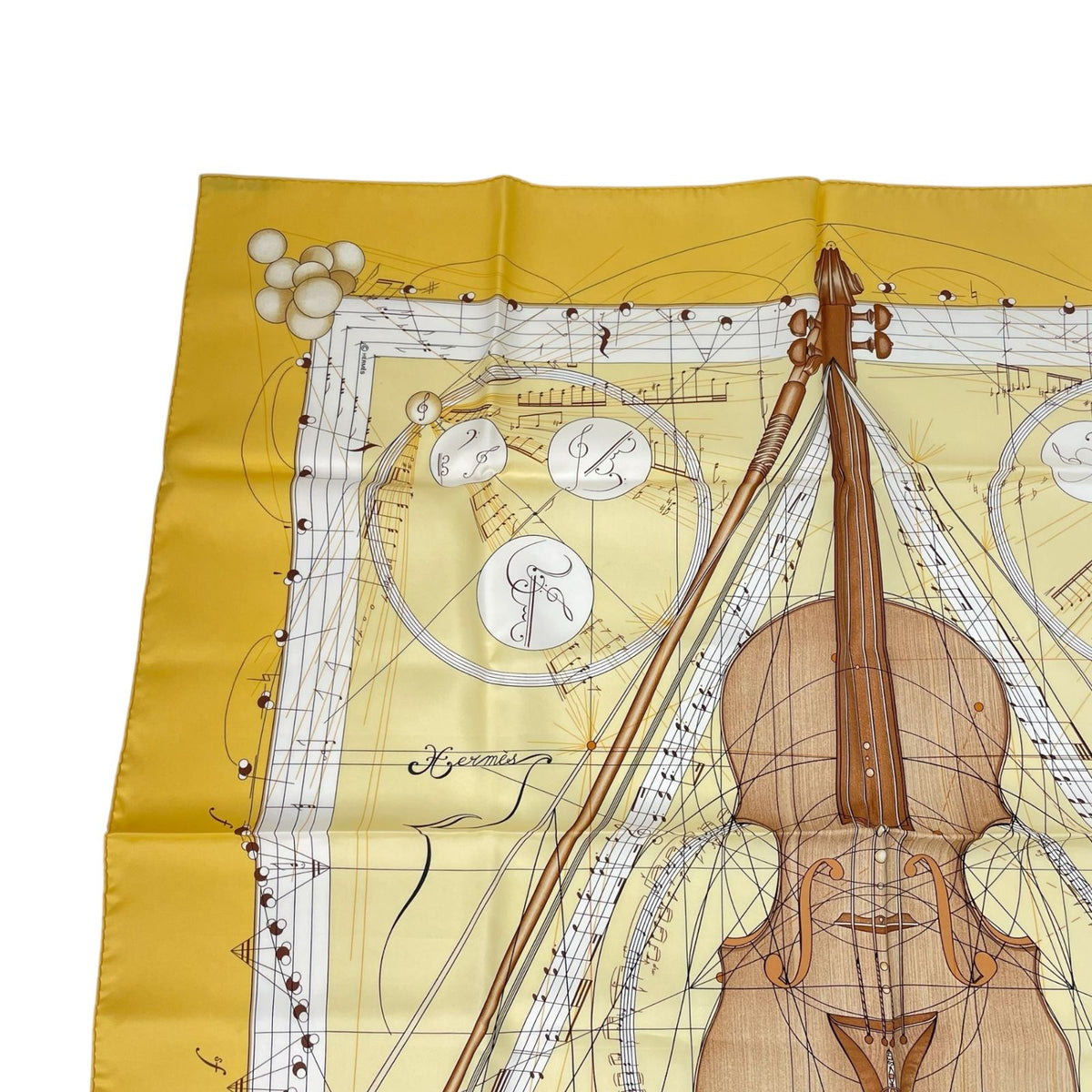Hermes Scarf Silk Carre 90 Music Played By Spheres la Musique Des Yellow — view 2
