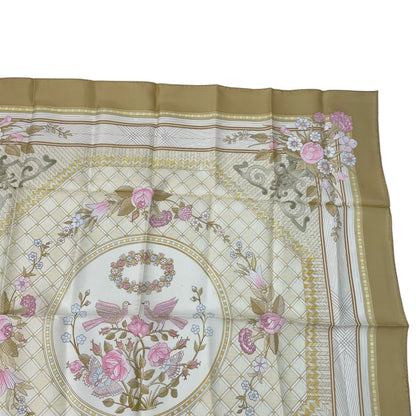 Hermes Large Scarf Silk Carre 90 Jeux de Paille Straw Play Beige — view 3