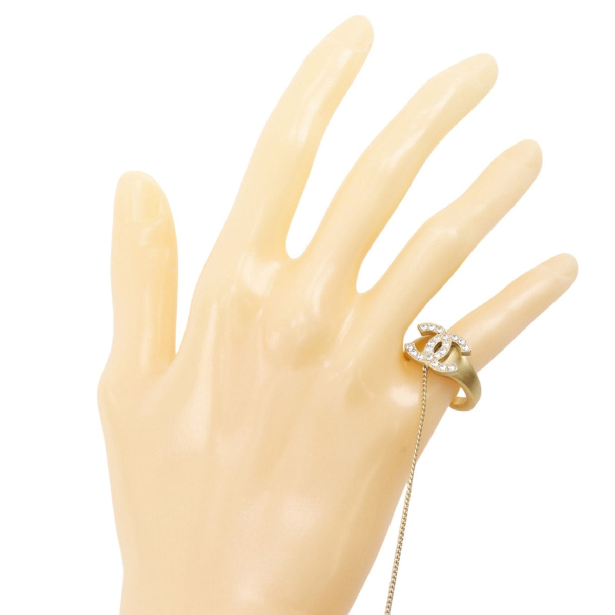 Chanel Ring Set CC Logo Gold Plated With Rhinestones 01c Bangle Bracelet — view 3