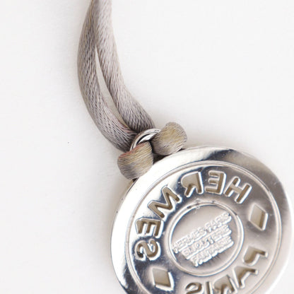 Hermes Sellier Medallion Silk Code Bijouterie Fantaisie Metal Gray Necklace — view 7