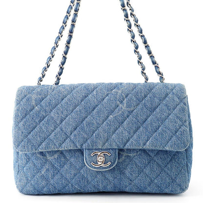 Chanel Chain Shoulder Bag CC Logo Quilted Denim