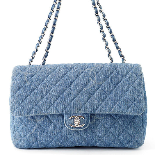 Chanel Chain Shoulder Bag CC Logo Quilted Denim