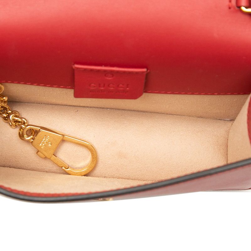 Gucci Sylvie Mini Chain Shoulder Bag Red Multicolor Leather — view 4