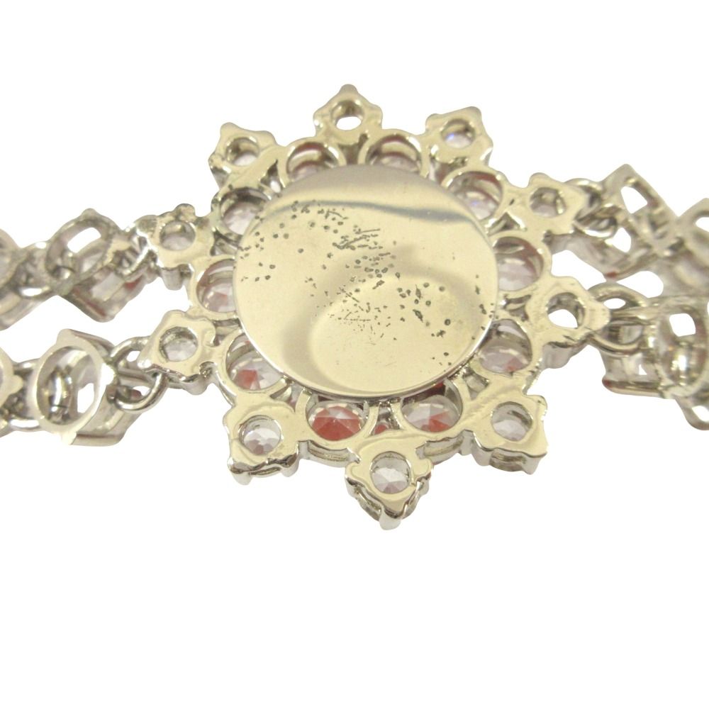 Prada Rose Bijou Bracelet Bangle Rhinestone Silver Pink — view 5