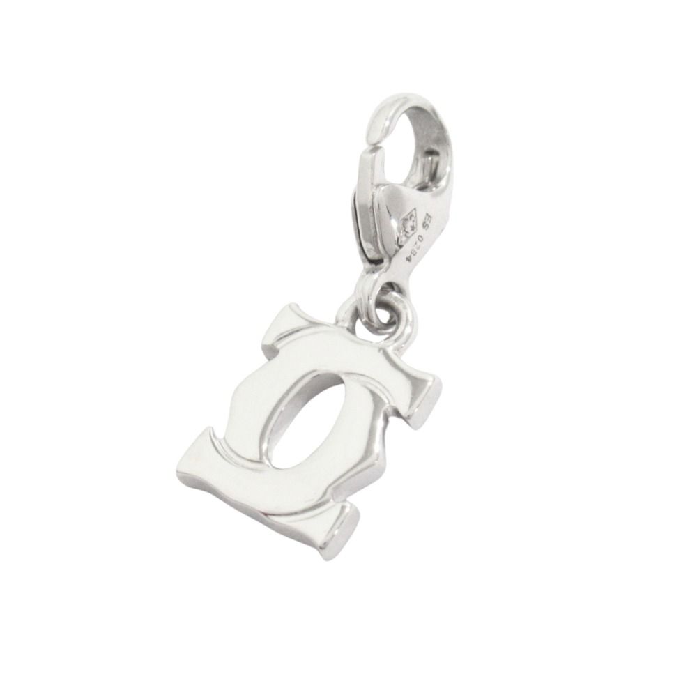 Cartier 18K White Gold Double C 2C Logo Pendant Baby Charm — view 2