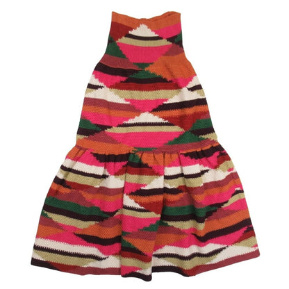 Dior All Over Pattern Linen Cotton Knit Mimore Skirt Tiered